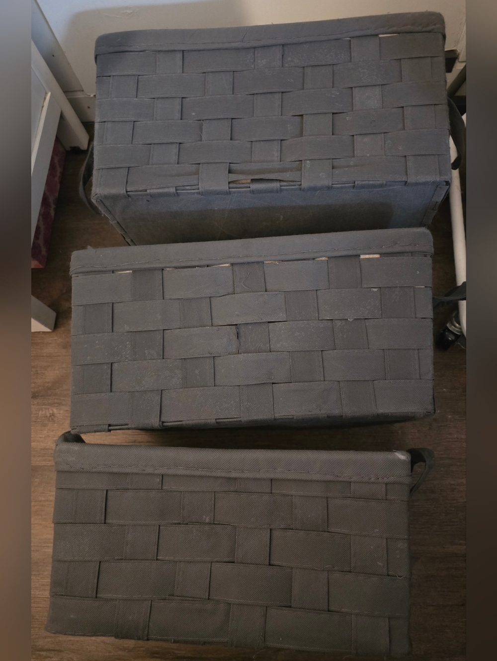 3pc Bombay Fabric Storage Baskets - Dark Gray
